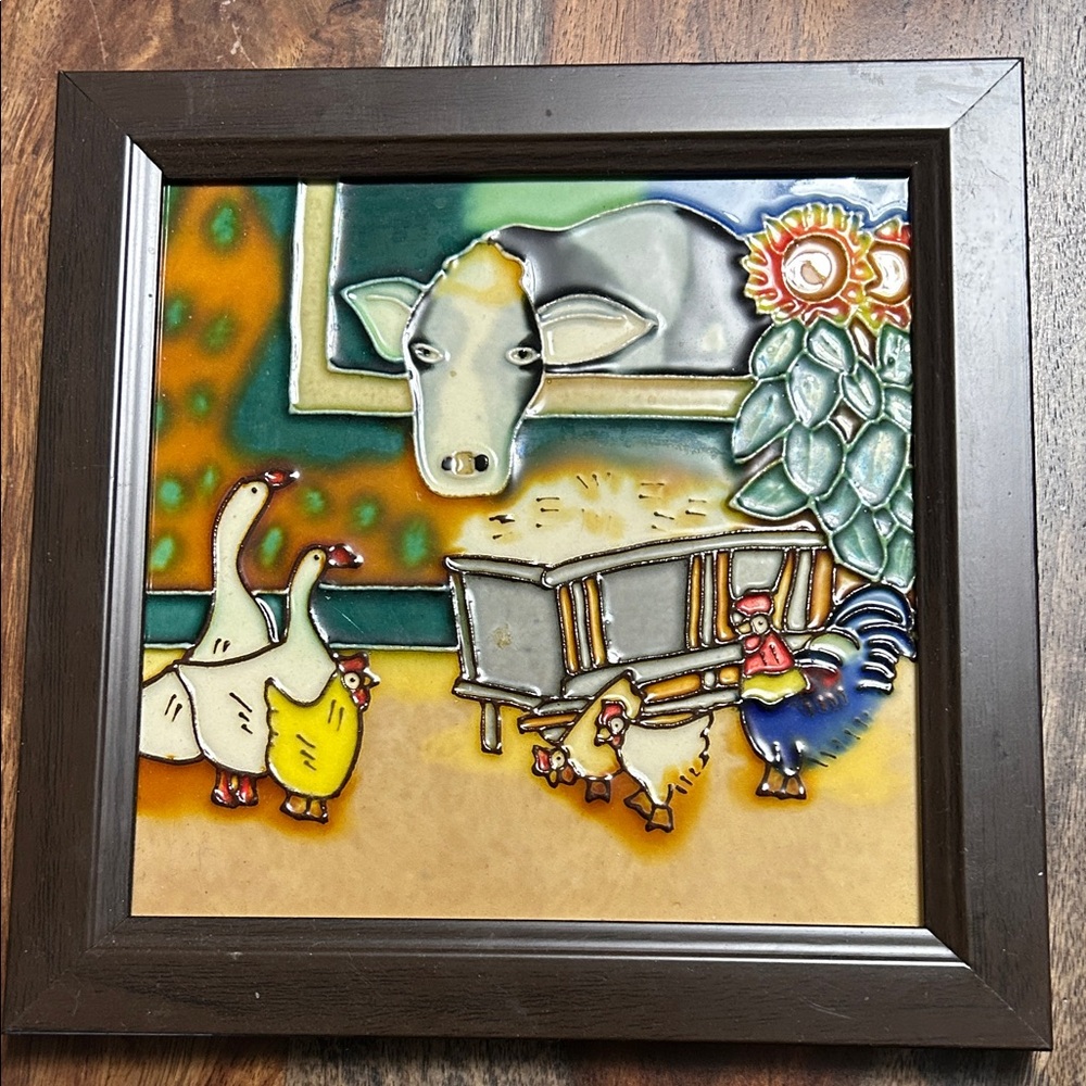Colorful Farm Animal Ceramic Tile Art 7.5x7.5
